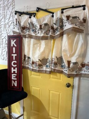 Kitchen sign Coffee-Print Tier & Valance 2–3 pc Set Cream & Brown 6 Curtains
